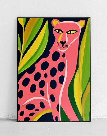 Plakat Różowa pantera wśród liści, Harvest Maison