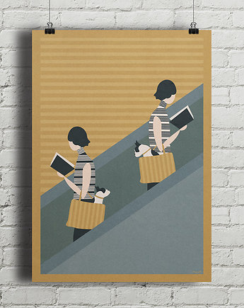 Spotkanie na schodach - plakat fine art, minimalmill