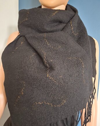 Szalik filcowany czarny, Knit Couture