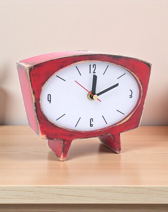 Cichy zegar biurkowy - Czerwony, Clock Wood Studio