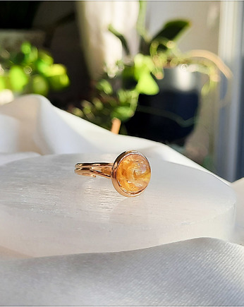 Mikro pierścionek ze słonecznikiem, złoto, Figa handmade accessories