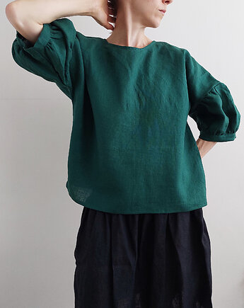 Bluzka "COSMOS" zieleń, 100% len, madebyjokpa