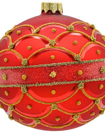 Bombki okrągłe czerwone ze złotą koronką, Syn Bombkarza