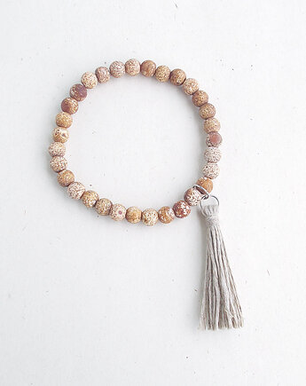 Agat matowy bransoletka z frędzlem, galeria nuit