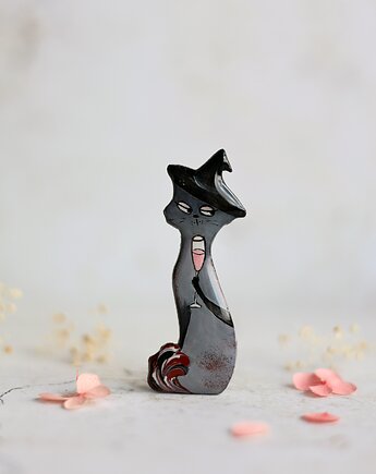 Broszka malowana Wiedźmy się nie starzeją :), Black Cat