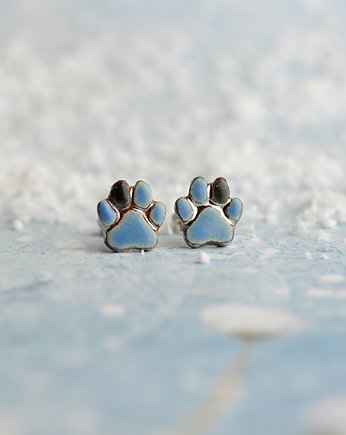 Łapki niebieskie- mini ceramiczne kolczyki z łapką, Dorca