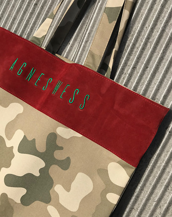 Torba typu shopper z grubej tkaniny i skóry, AGNES WESS