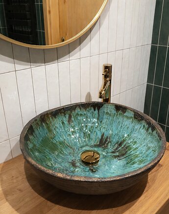 PREMIUM!! Luksusowa Umywalka Las Ręcznie Robiona Ceramiczna, Ceramika Nastawka