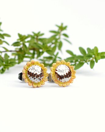 Ceramiczne słoneczniki- kolczyki sztyfty 3d, Dorca