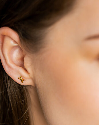 Kolczyki pozłacane X, baj.KA