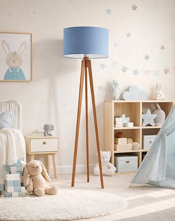 Drewniana lampa stojąca na trójnogu MIAMI KIDS do pokoju dziecięcego, LYSNE