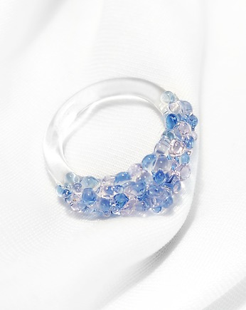 Szklany pierścionek z kolorowymi kulkami "Crystal", Joanna Muzyka Studio