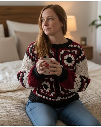 Sweter szydełkowy "Zimowe popołudnie", Ciotka Matylda