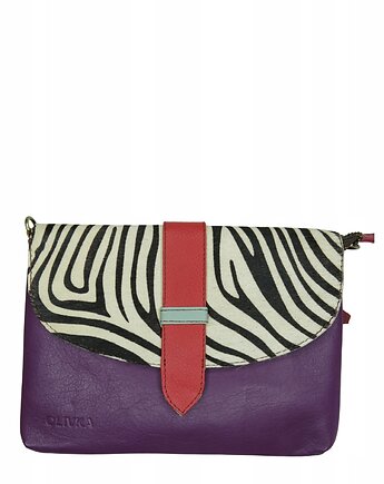 Torebka kopertówka listonoszka damska dwa paski skórzana bordo eko OLIVKA, Olivka Warsaw