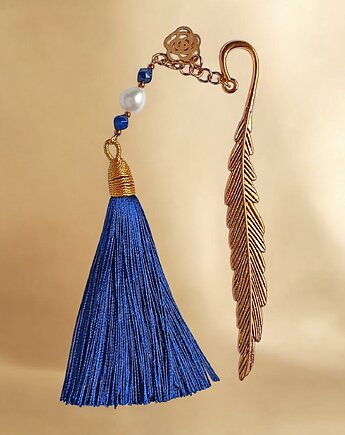 Zakładka PREMIUM : lapis lazuli, perła : GRANATOWA, kaktusia