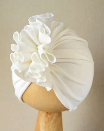 Turban czapeczka bawełniana dla dziewczynki ecru na wymiar, FairyBows
