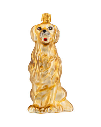 Bombka choinkowa szklana ręcznie malowana: Pies Golden Retriever, Syn Bombkarza
