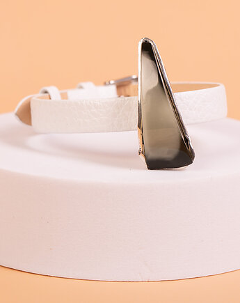 Bransoletka na białym pasku z bursztynem bałtyckim, Andorii by Baco