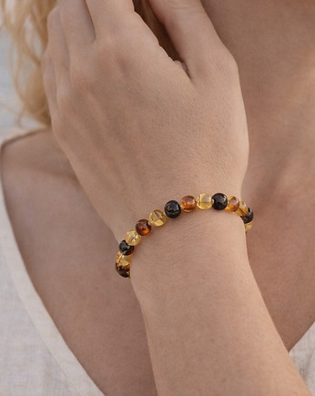Delikatna bransoletka z bursztynu bałtyckiego, boho handmade, AmberMal