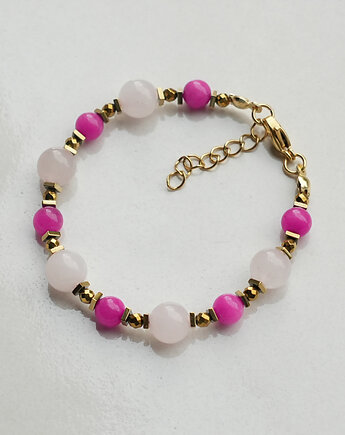 Bransoletka z kwarcu różowego i jadeitu, AT NOON