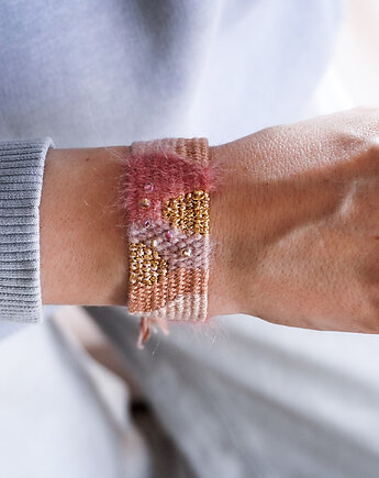 Szeroka boho bransoletka tkana