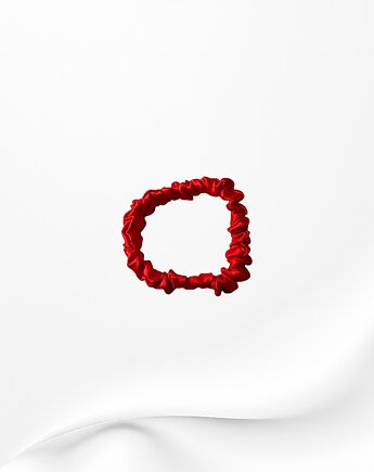 Jedwabna scrunchie gumka frotka wąska micro czerwona, Zdunetti