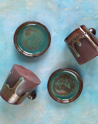 Dwie ręcznie robione eramiczne filizanki do espresso, Ceramika Wydry