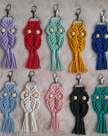 Breloczki sówki, makrama., Barbara Emilia Pawlik
