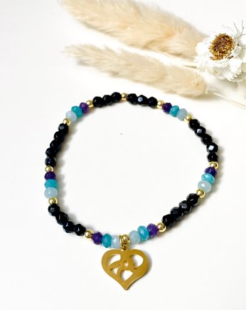 Bransoletka na gumce z kamieniem Onyks i Agat, Sofija Jewelry