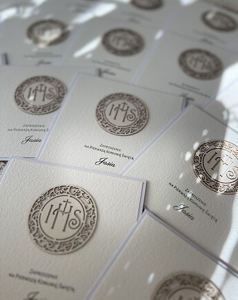 Najpiękniejsze oryginalne rustykalne zaproszenia na komunię - komunijne ręczn, sorte