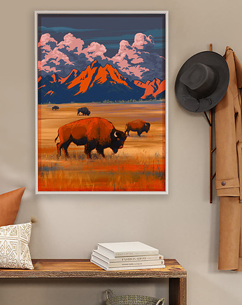 Plakat przyrodniczy Bizon na prerii, minimalmill