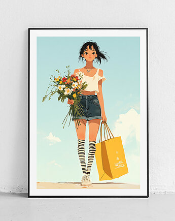 Plakat Spacer z kwiatami, Harvest Maison