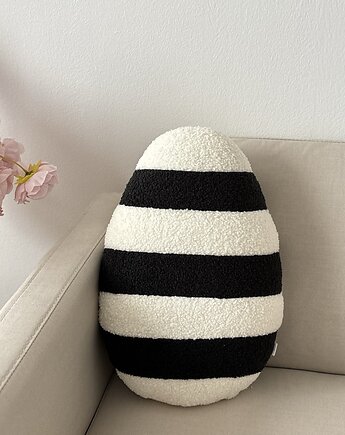 Poduszka Jajko Pisanka Boucle W Paski Czarny Ecru, poduszkownia