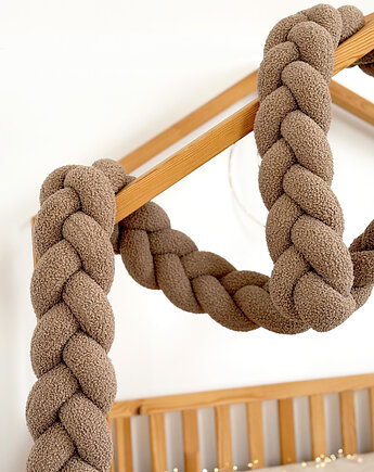 Warkocz do łóżeczka 3 pasma - boucle brązowy, SPARROW