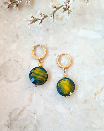 Kolczyki pozłacane DEEP GREEN-unikat, ISSI Jewelry