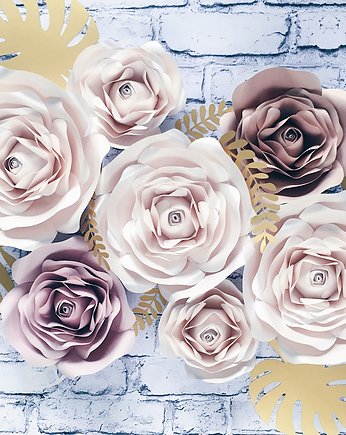 Duże kwiaty z papieru 3D - róże na ścianę, So cute So lovely