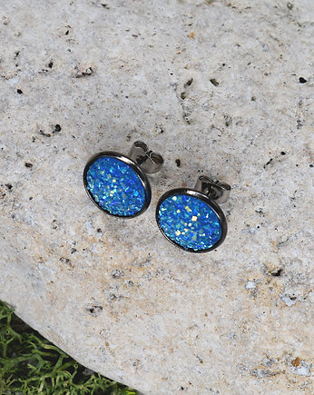 Stalowe kolczyki wkrętki z druzami boho, Spirit Of Copper