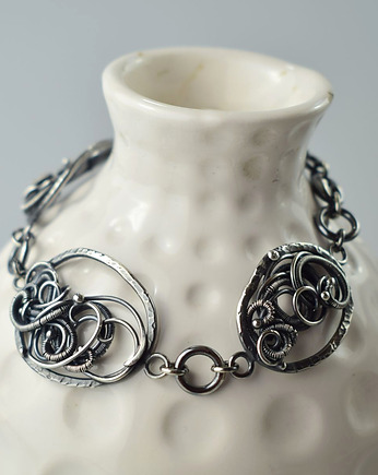 Soreva - srebrna bransoletka wire-wrapping II, Sunflower Kornelia Kubinowska
