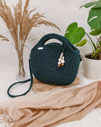Big Round Crochet Bag - butelkowa, Damariz
