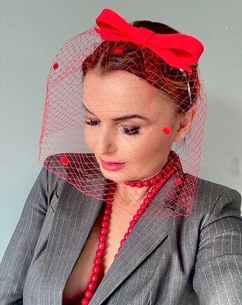 Fascynator filcowy MIA  czerwony   /oraz inne kolory, MONIKA SAXTON LUXURIOUS MILLINERY