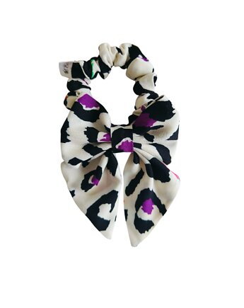 Scrunchie do włosów, gumka do włosów z KOKARDĄ Panterkowy pop, Capillum