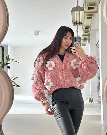 Kardigan z kwiatami, OKSI_KNIT