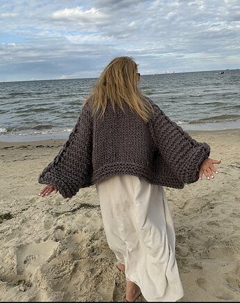 Sweter oversize 100% wełna handmade, BearBodi