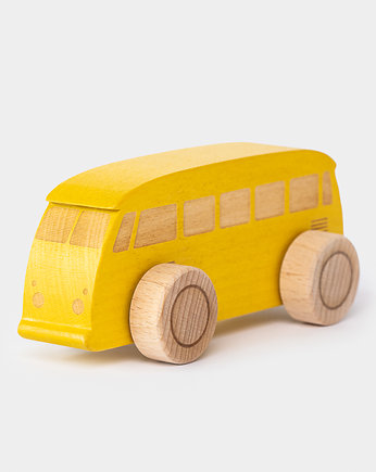 Autko Bus  żółty + personalizacja, OSOBY - Prezent dla dwulatka