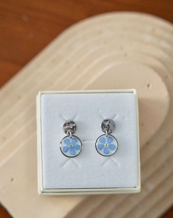 Kolczyki wiszące z niezapominajkami, ANKO rekodzielo