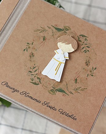 Biała piwonia eko. Album komunijny dla chłopca, papierkarnia