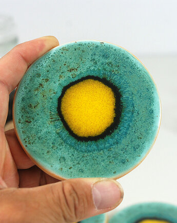 Ceramiczne podkładki na stół - pawie oko, 10FingersArt