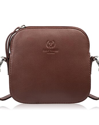 Mała torebka damska skórzana kopertówka na ramię do ręki brązowa AY-24-BR, Paolo Peruzzi