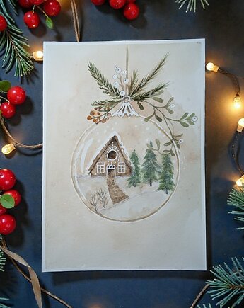 Oryginalna akwarela. Zima A5, Malgorzata Domanska