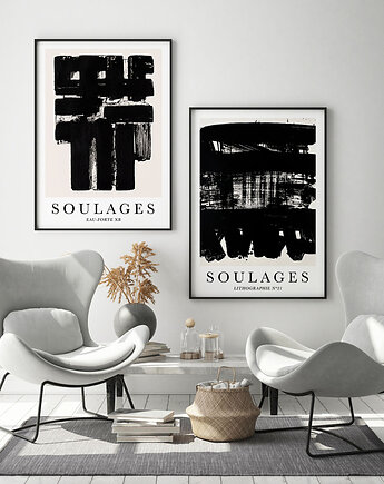 Zestaw plakatów -  Soulages balck and white set v2, HOG STUDIO